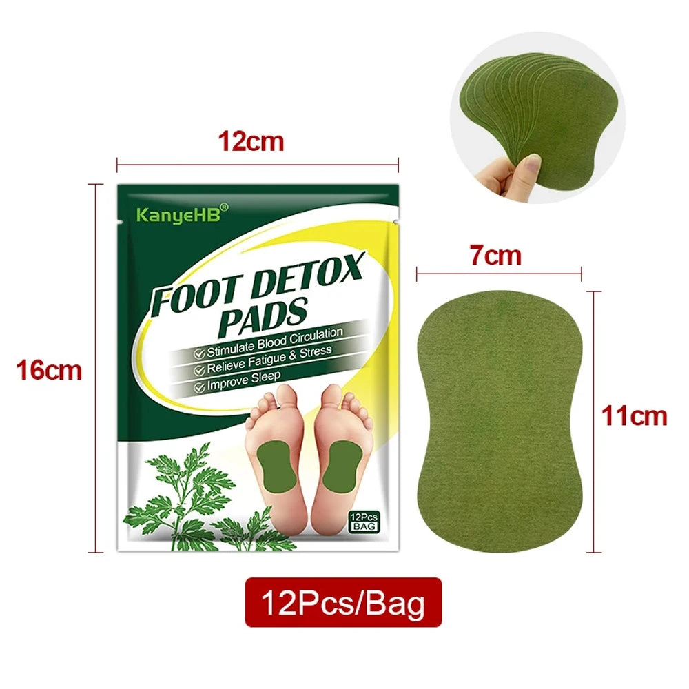 Detox Foot Patches Pads 12/24Pcs Natural Herbal Wormwood Artemisia Argyi Feet Body Toxins Cleansing Relieve Stress Help Sleeping